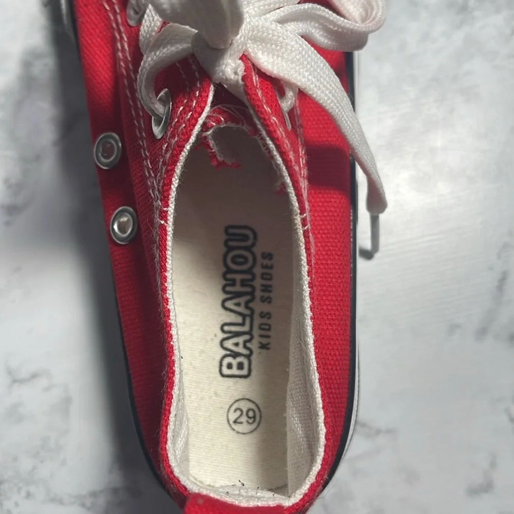 Kids Balahou Red Canvas Sneakers Casual School Shoes Size 29
